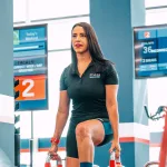 A woman training at F45